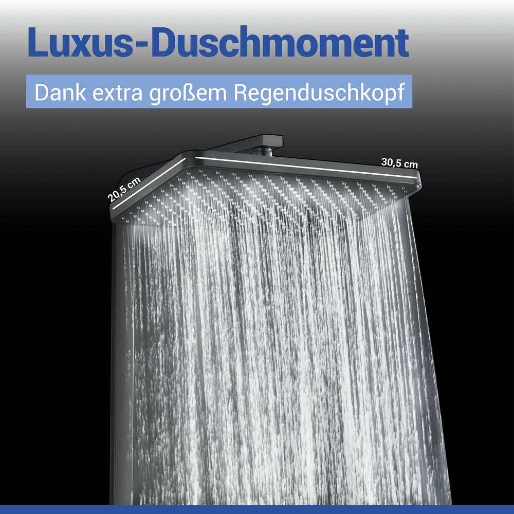 CUADRO schwarz Premium Duschsystem mit Armatur