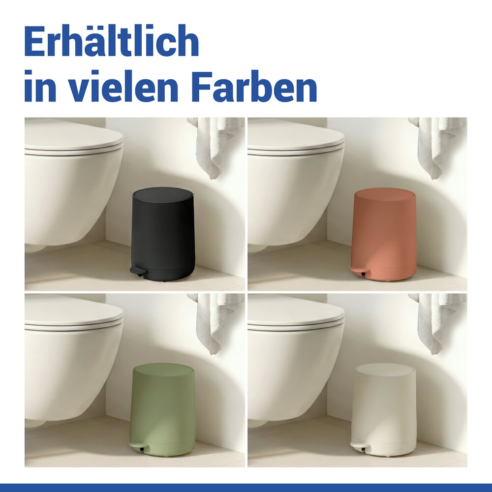 FABLO schwarz Treteimer mit Absenkautomatik, 5 Liter