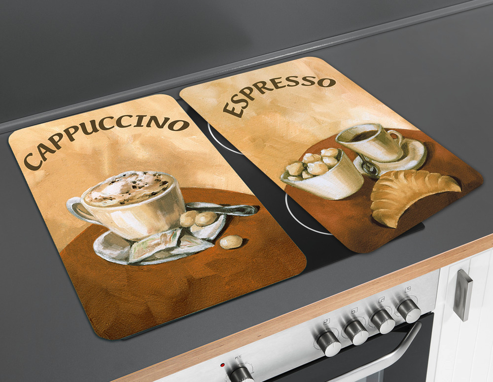 KAFFEE 2er-Set Herdabdeckplatten aus Glas