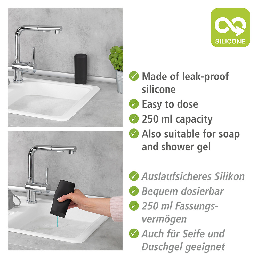 EASY Squeez-e Schwarz Seifenspender 250 ml, Silikon EASY Squeez-e Schwarz Seifenspender 250 ml, Silikon