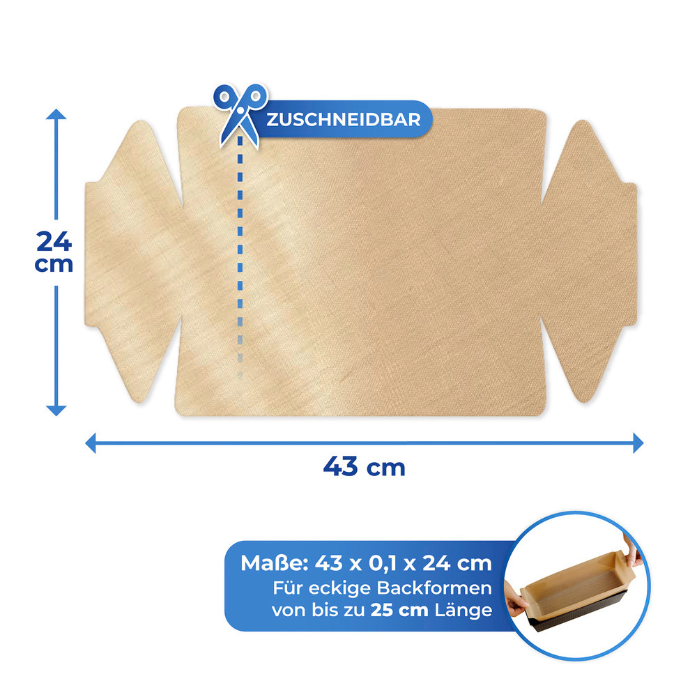 Antihaft-Backform-Zuschnitt eckig und rund 2-teilig