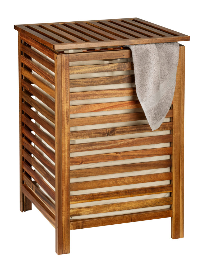 FONDI Wäschetruhe aus Akazienholz, 56 Liter