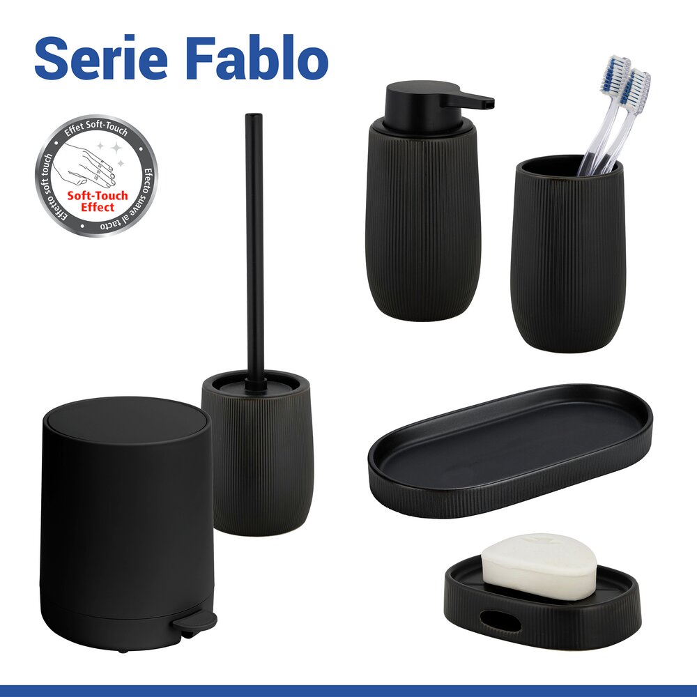 FABLO schwarz WC-Garnitur, Bürstenkopf aus Silikon