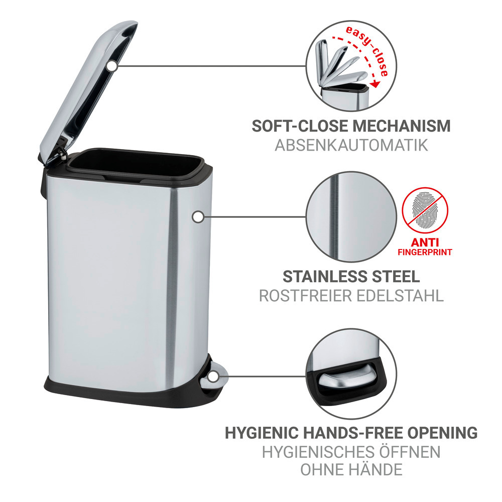 DESIGN silber Treteimer, 12 l, Edelstahl