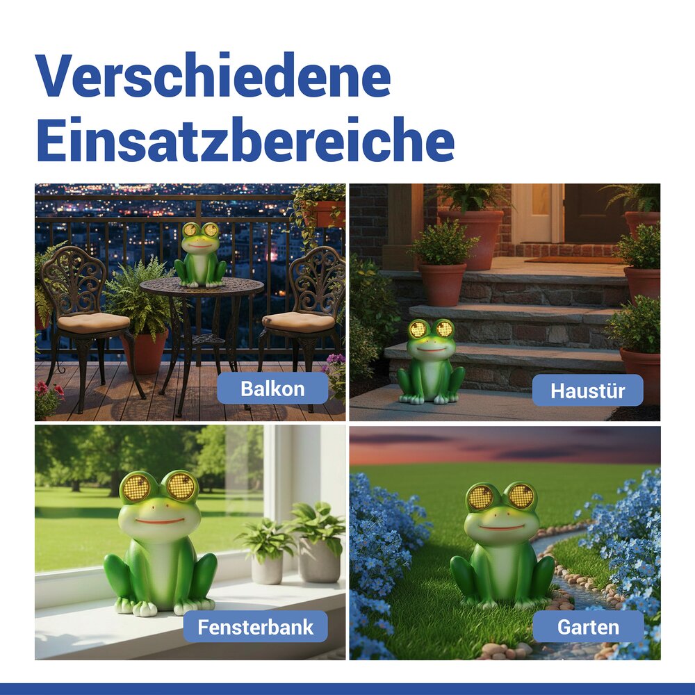 FROSCH Gartenfigur mit blinkenden LED-Augen