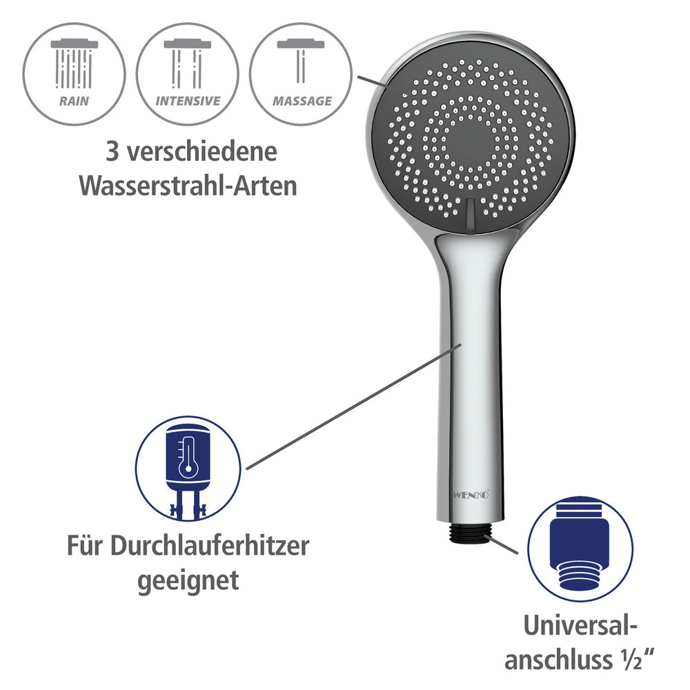 CHROM Sparbrause 3 Strahlarten 8 l/min Ø9,5cm