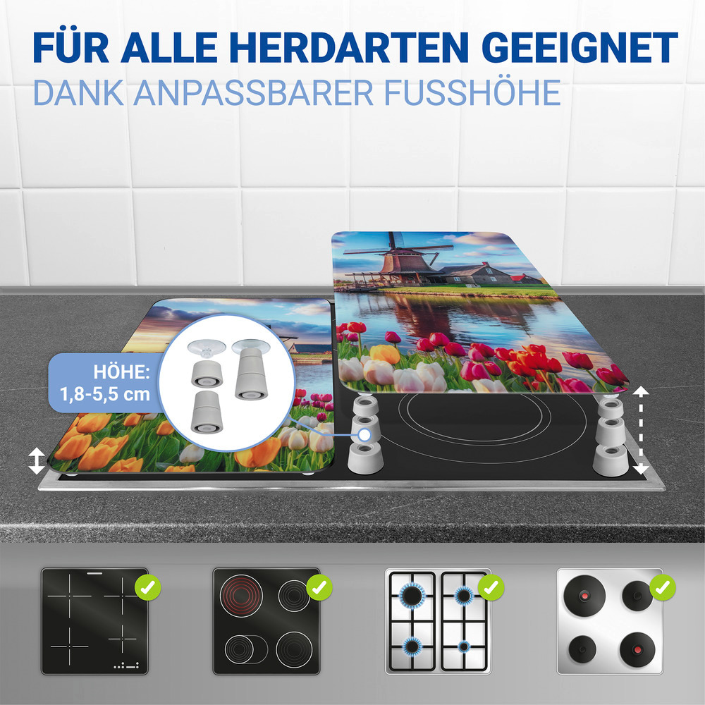 WINDMÜHLE 2er-Set Herdabdeckplatten aus Glas