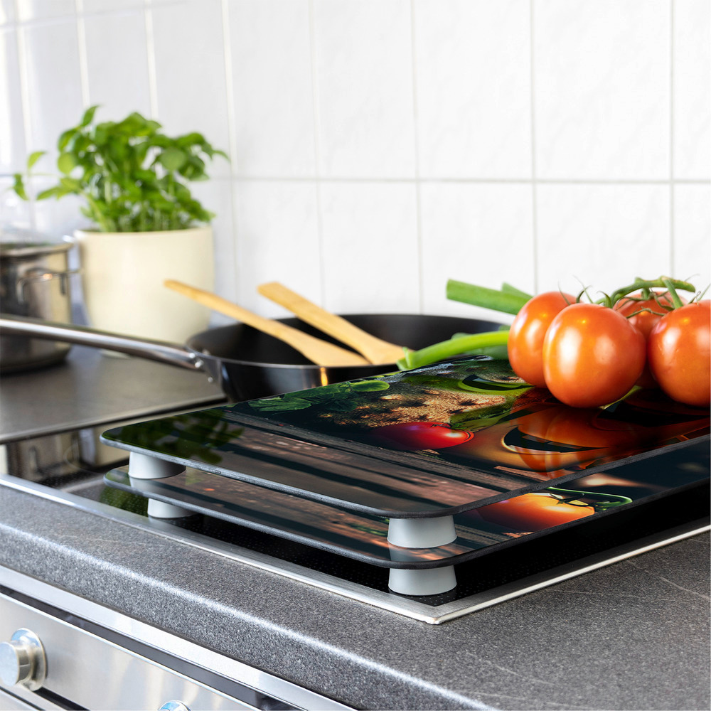 LUSTIGES GEMÜSE 2er-Set Herdabdeckplatten aus Glas