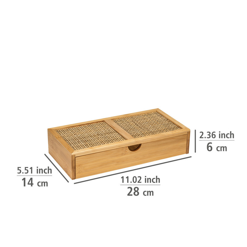 ALLEGRE Box mit Schublade aus Bambus und Rattan