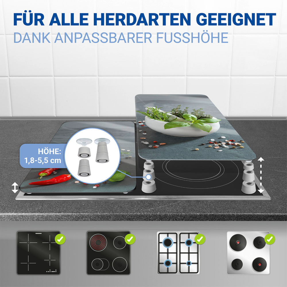 KRÄUTERKÜCHE 2er-Set Herdabdeckplatten aus Glas