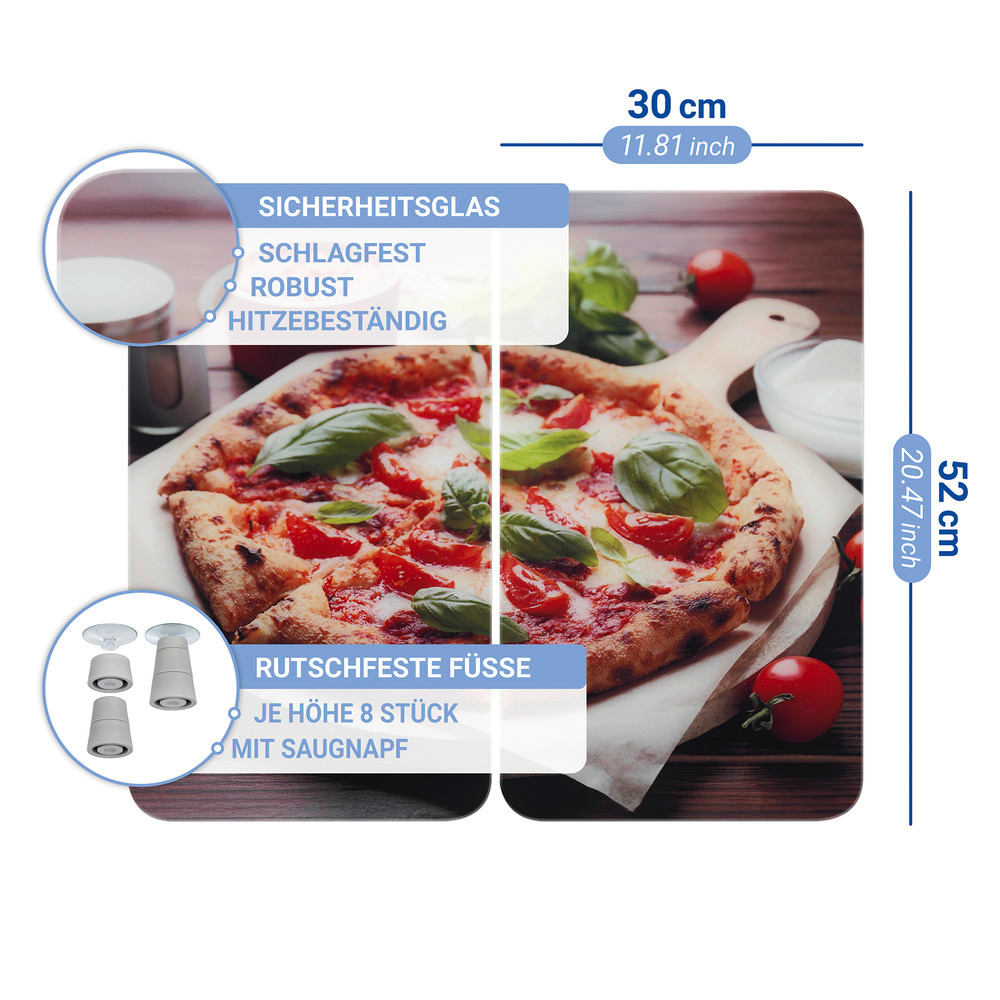 PIZZA 2er-Set Herdabdeckplatten aus Glas