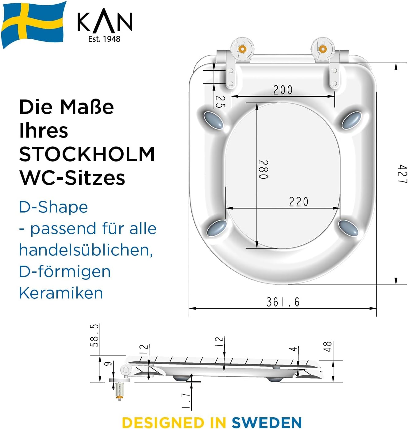 STOCKHOLM D-Form WC-Sitz aus Formholz