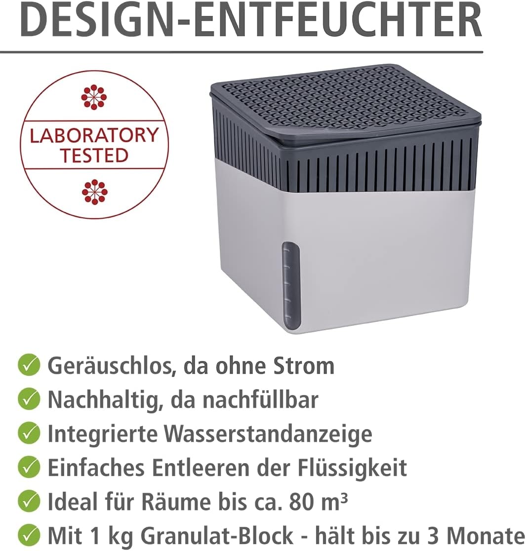 CUBE grau Entfeuchter 1000g, 2er-Set