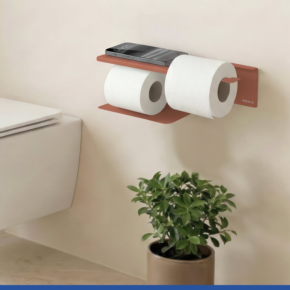 LIZAN braun Turbo-Loc® Toilettenpapierhalter mit Ablage