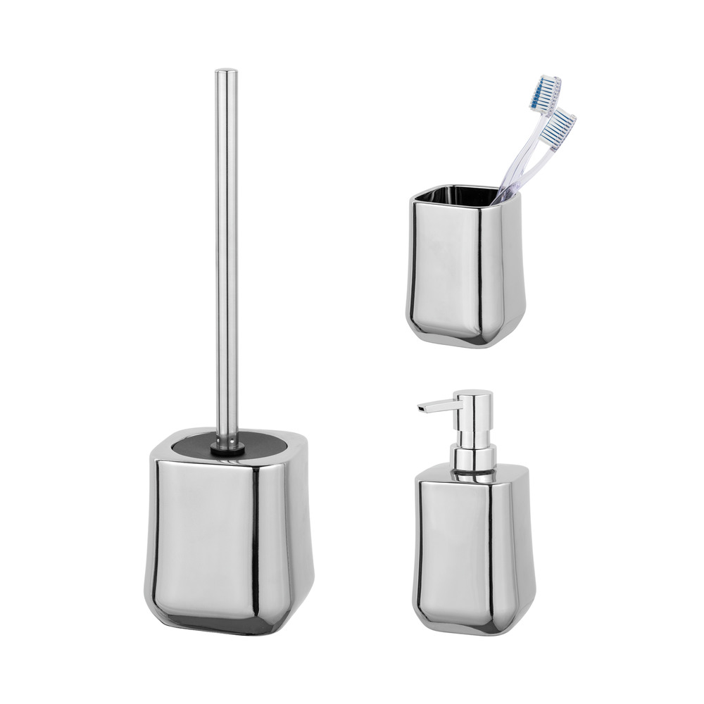Keramik Bad-Accessoire Set Mod. ADINE Chrom, 3-teilig