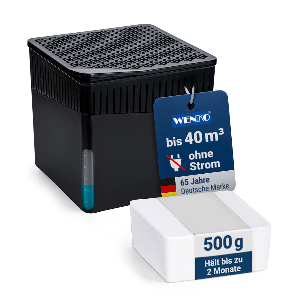 CUBE schwarz Entfeuchter 500g inkl. Granulat, 2er-Set