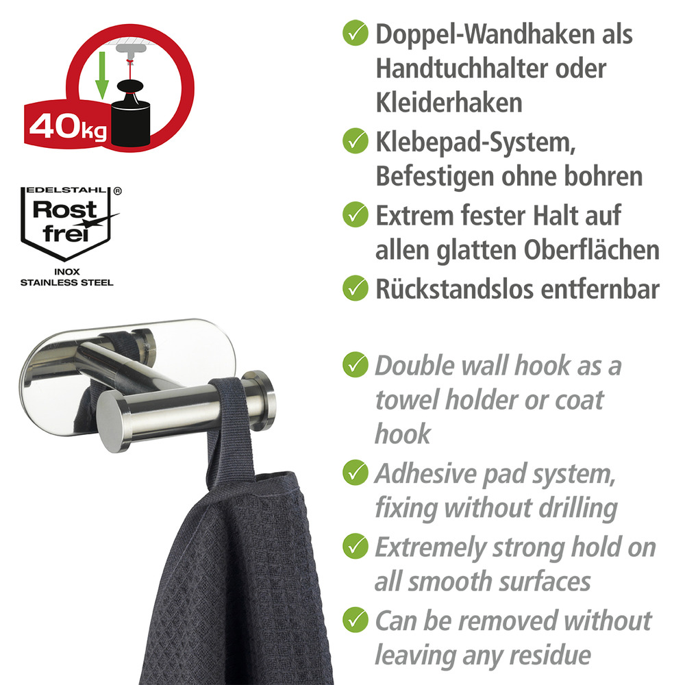 Duo OREA Shine Turbo-Loc® Wandhaken, Edelstahl Duo OREA Shine Turbo-Loc® Wandhaken, Edelstahl
