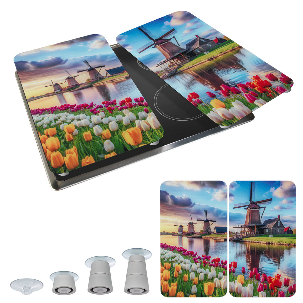 WINDMÜHLE 2er-Set Herdabdeckplatten aus Glas