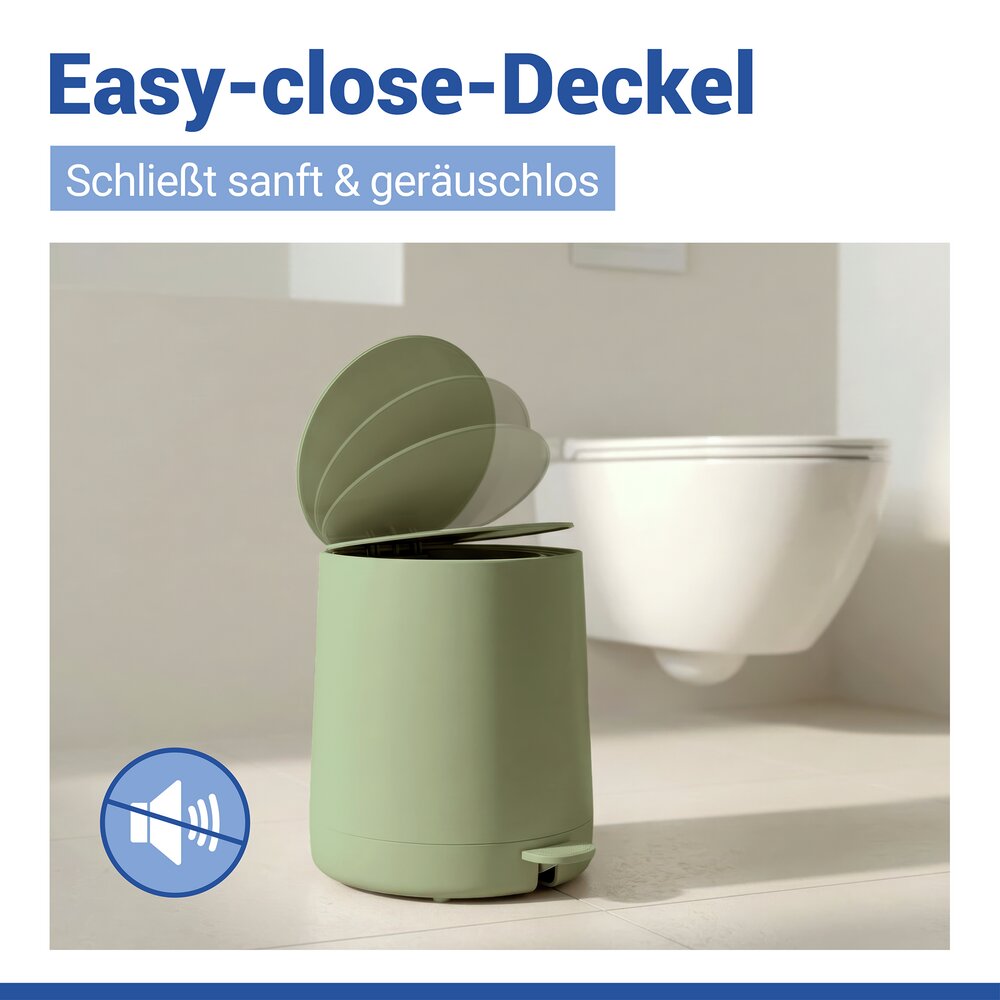 FABLO grün Treteimer mit Absenkautomatik, 5 Liter