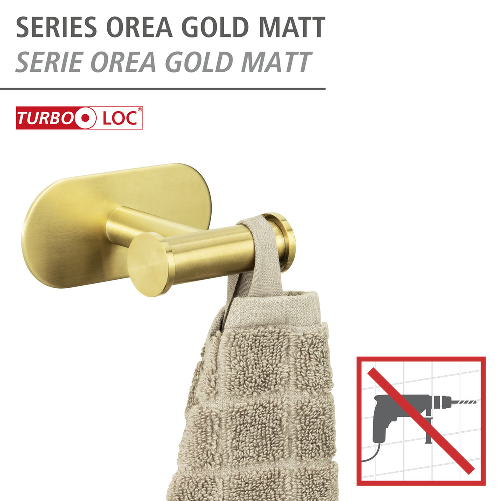 Duo OREA Gold matt Turbo-Loc® Wandhaken, Edelstahl Duo OREA Gold matt Turbo-Loc® Wandhaken, Edelstahl
