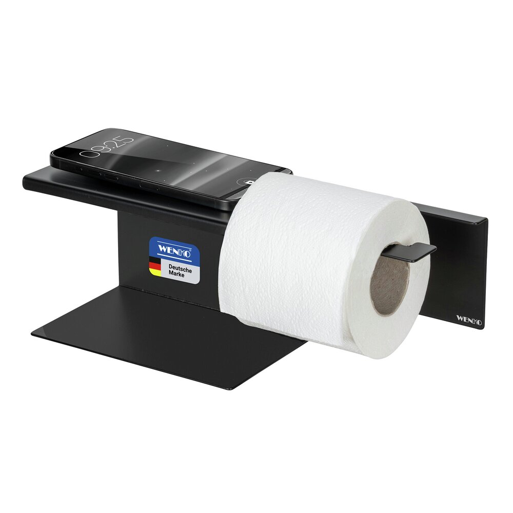 LIZAN schwarz Turbo-Loc® Toilettenpapierhalter mit Ablage