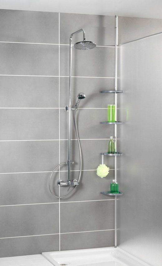 EASY silber Teleskop Duschregal mit 4 Ablagen