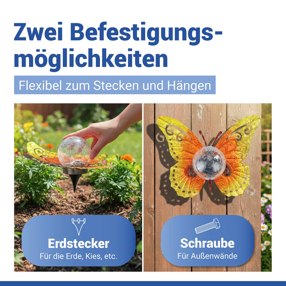 SCHMETTERLING orange/gold LED Solarlampe