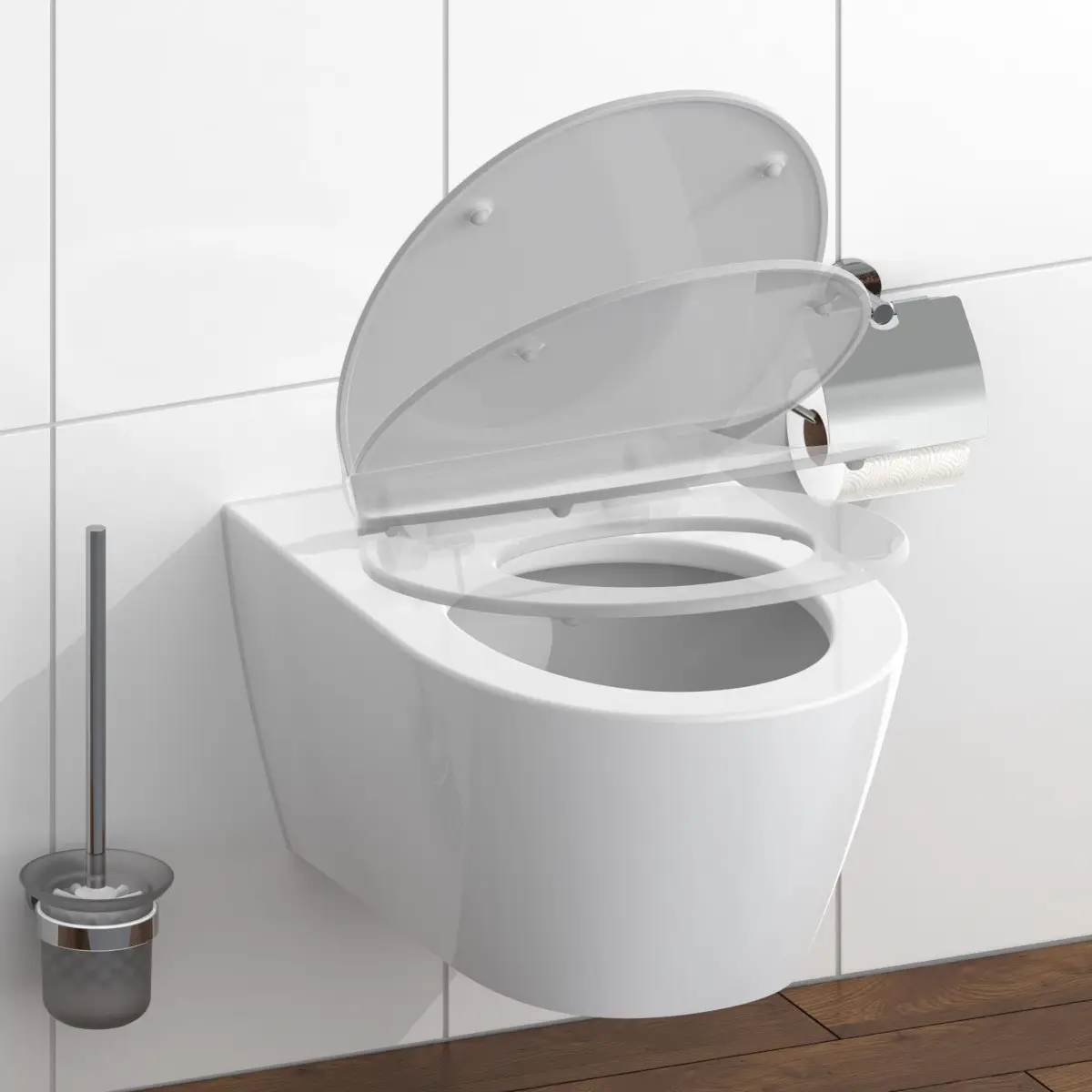 SLIM GREY WC-Sitz extra-flach mit Absenkautomatik