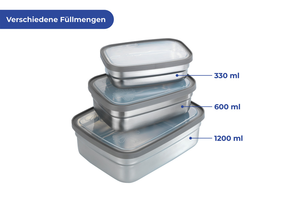 LUNCHBOXEN aus Edelstahl, 3er-Set