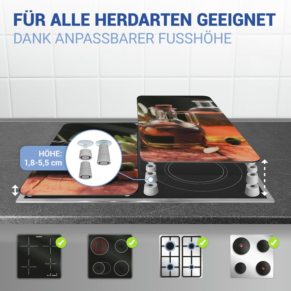 OLIVENÖL 2er-Set Herdabdeckplatten aus Glas