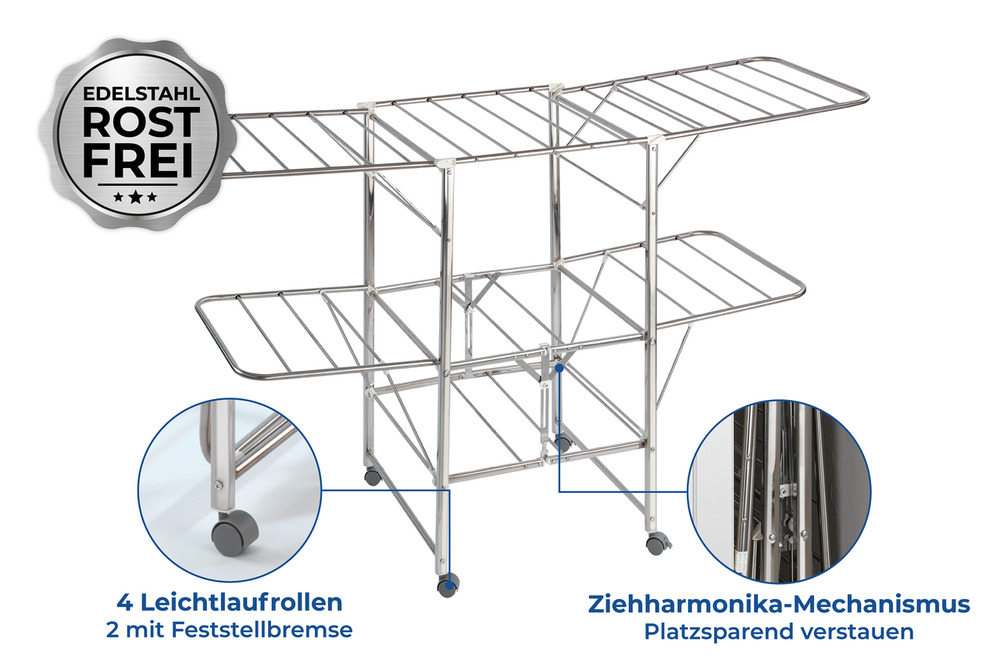 MOBIL Flügel-Wäscheständer aus Edelstahl