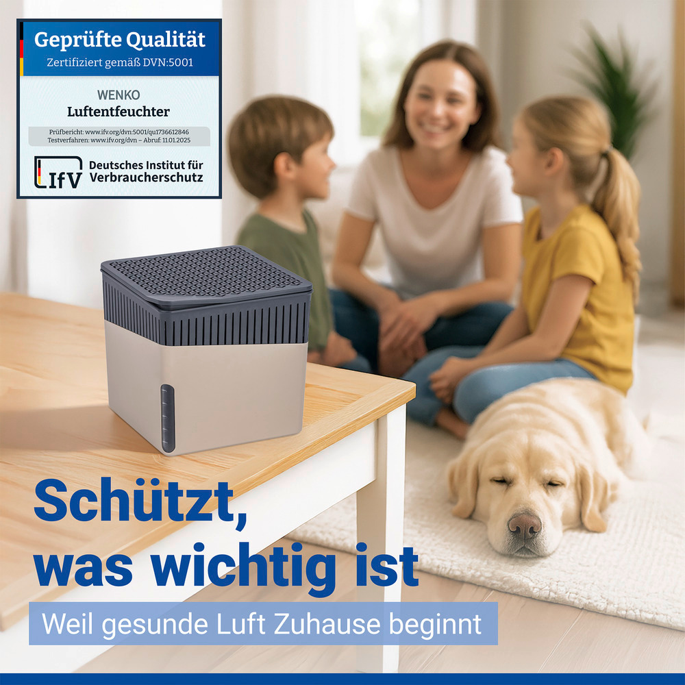 CUBE beige Entfeuchter + 2x500g Granulat