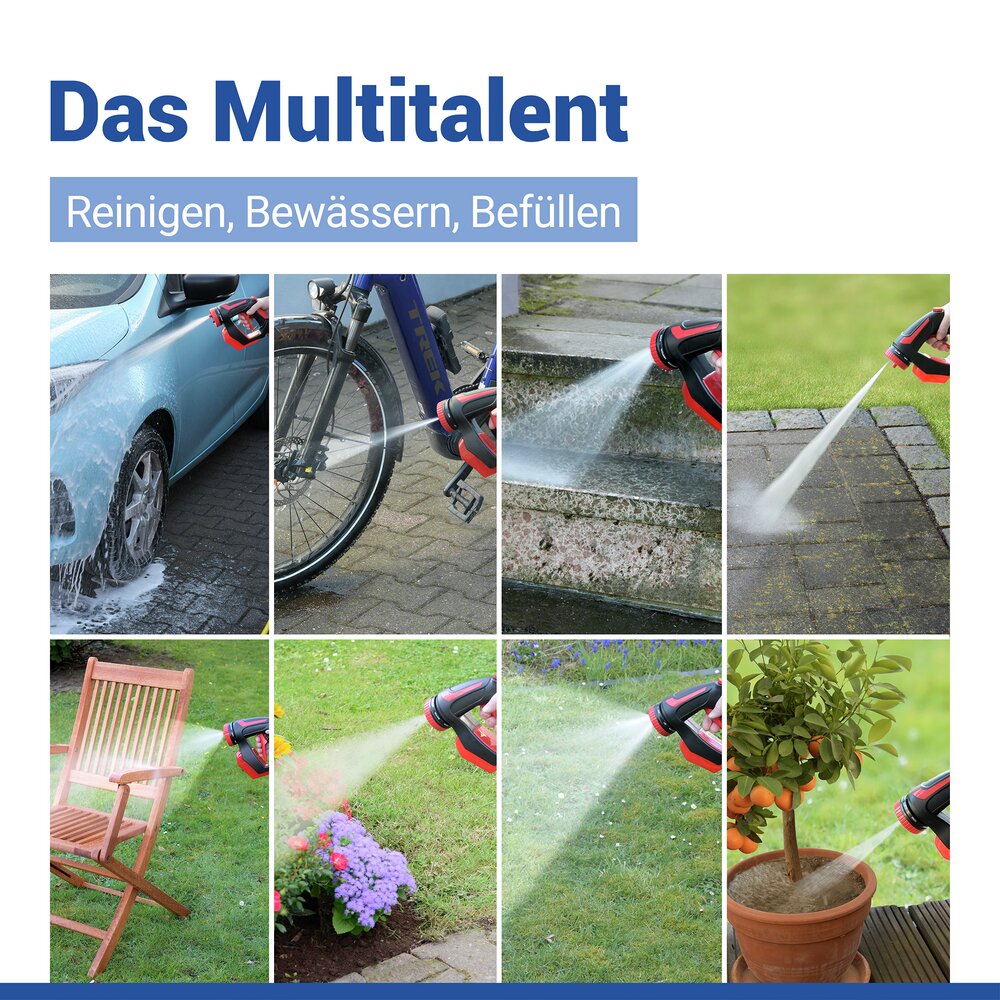 Gartenbrause mit 8 Strahlarten & Seifenreservoir