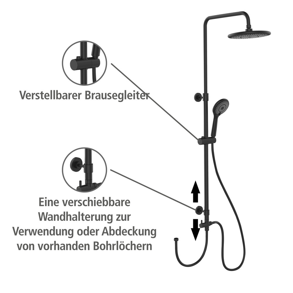 SCHWARZ Brauseset mit 2 Sparduschköpfen, 8 l/min