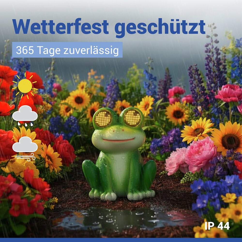 FROSCH Gartenfigur mit blinkenden LED-Augen