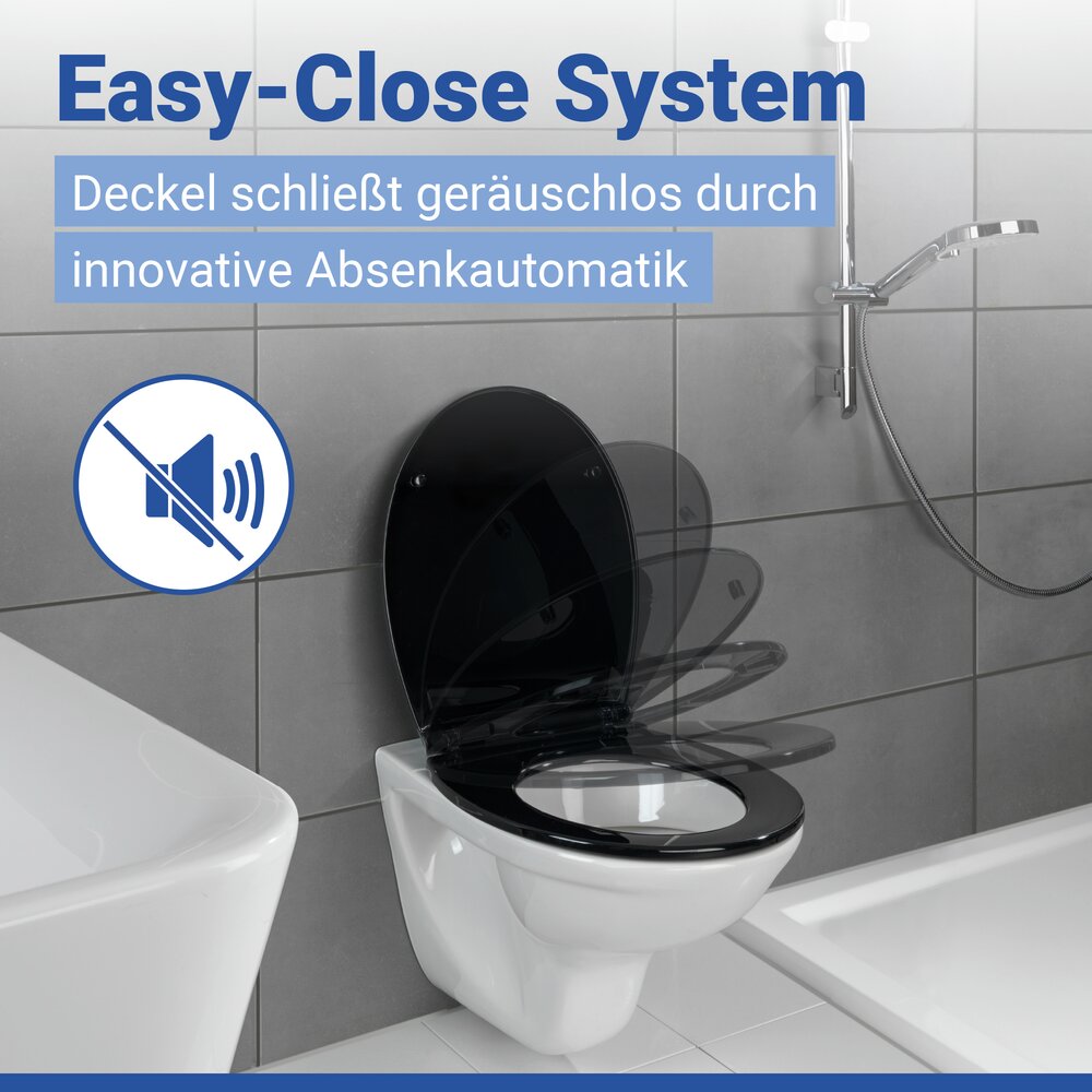 KOS schwarz WC-Sitz nur 1200 g, belastbar bis 200 kg