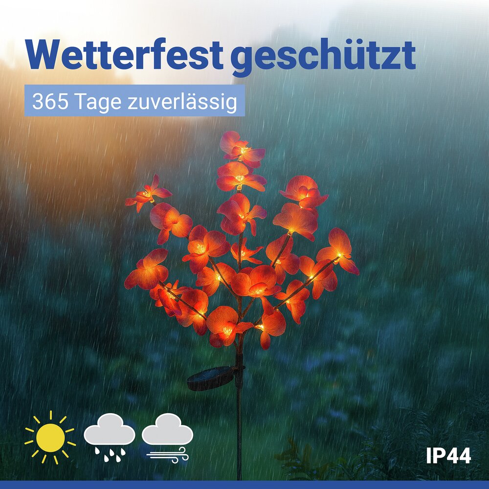 ORCHIDEE Gartenstecker solarbetrieben, 2er-Set