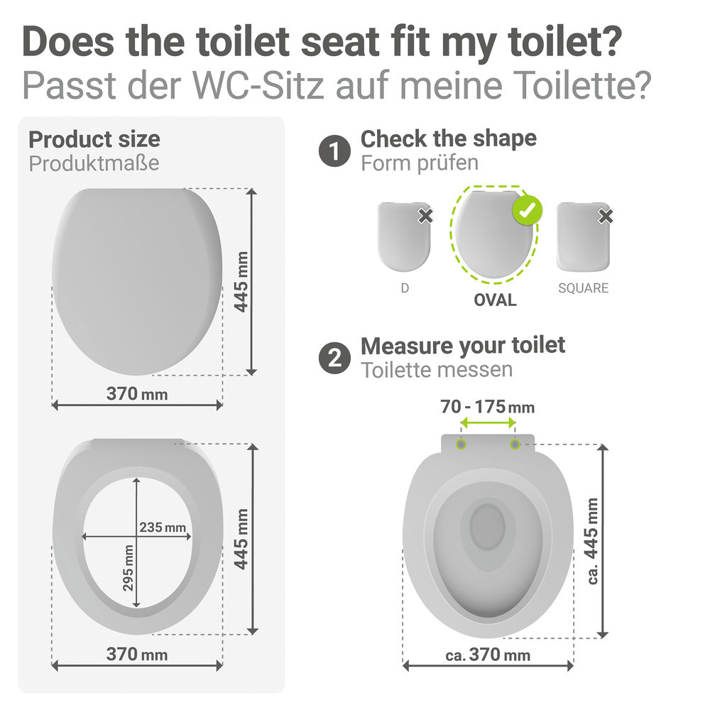 OSTUNI grau WC-Sitz, belastbar bis 300 kg