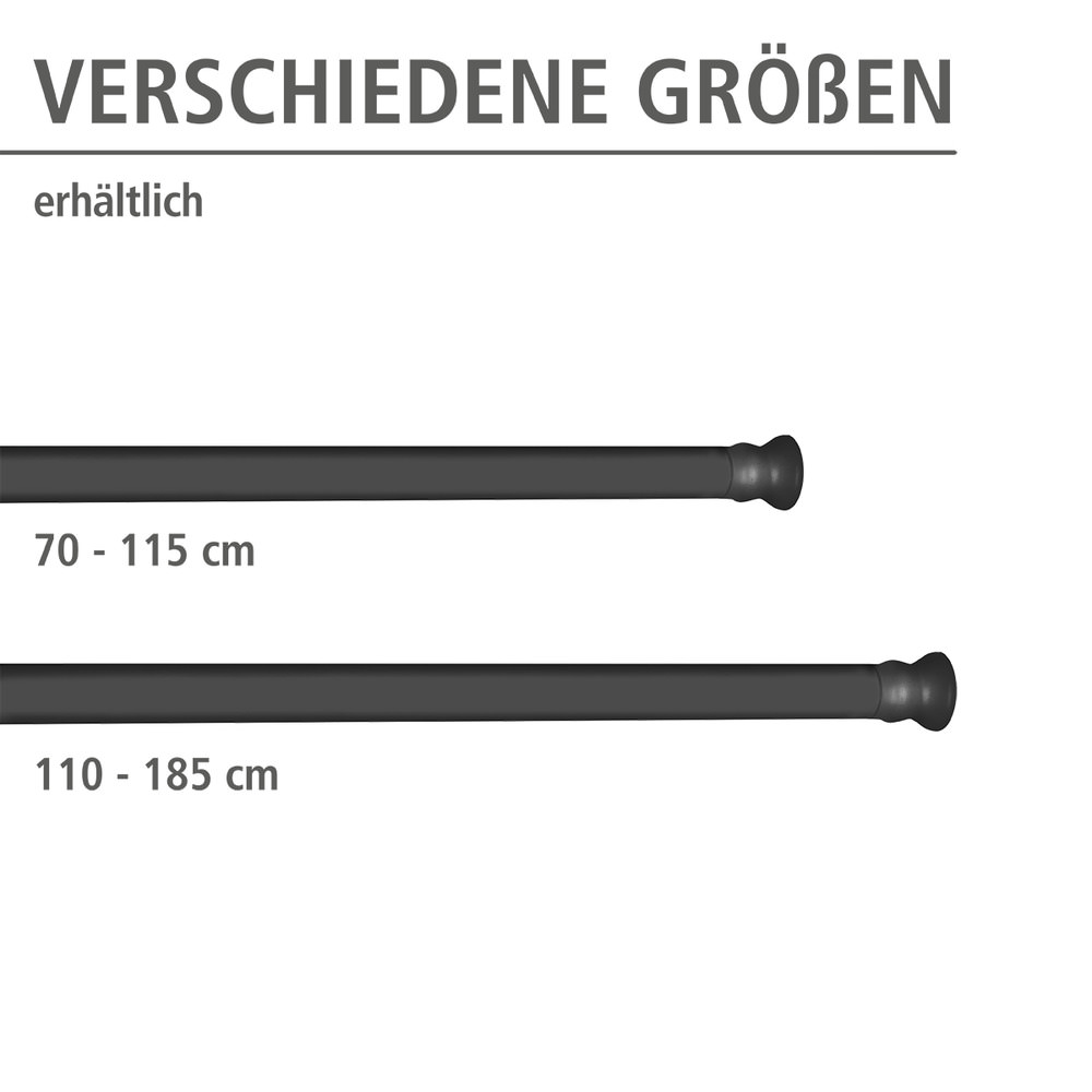 SCHWARZ 110-185 cm Duschvorhangstange 