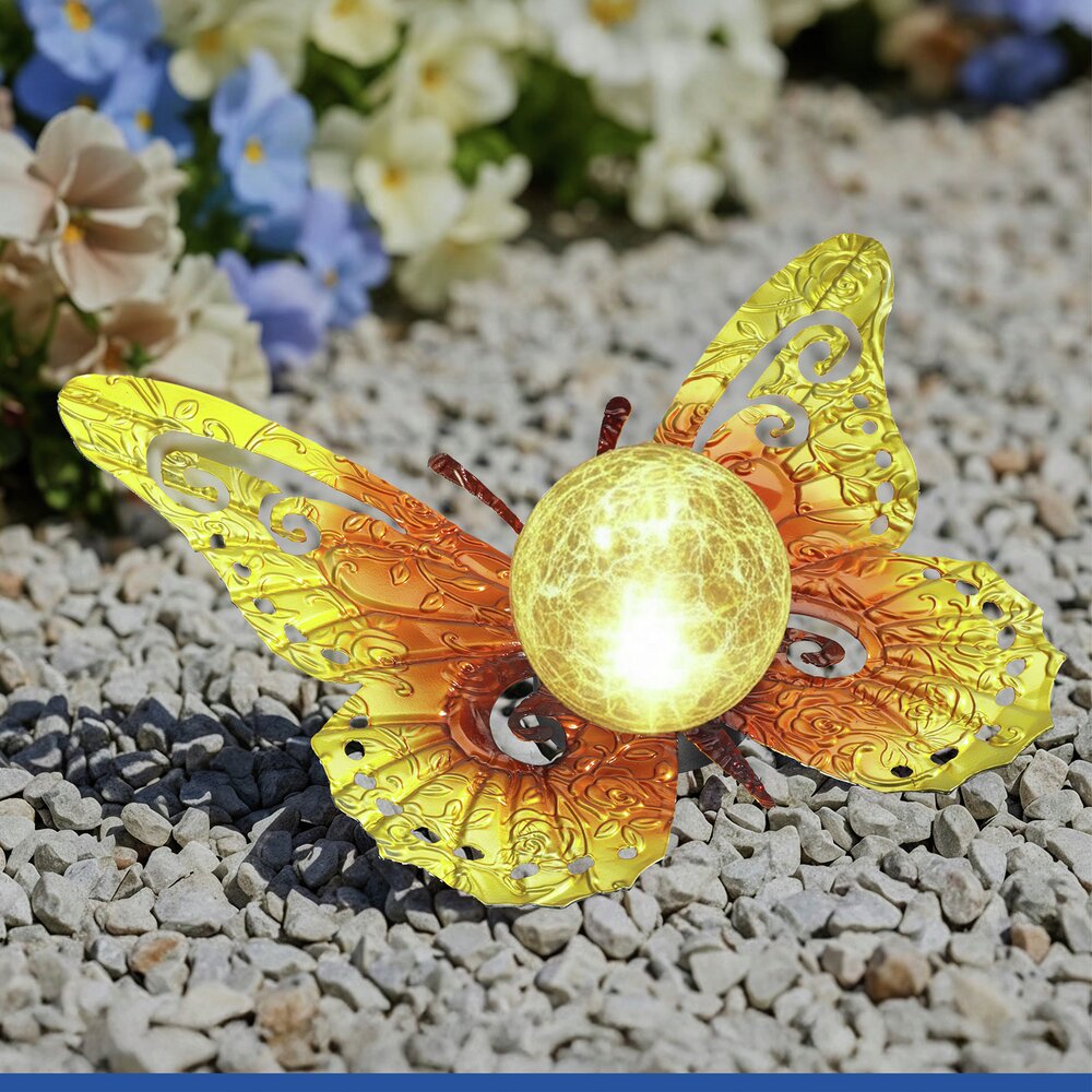SCHMETTERLING orange/gold LED Solarlampe