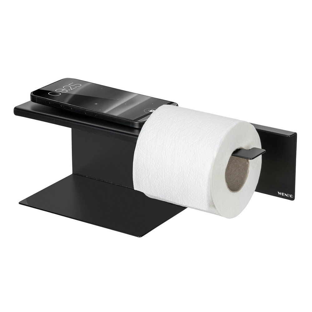 Turbo-Loc® Toilettenpapierhalter mit Ablage Mod. Lizan Schwarz