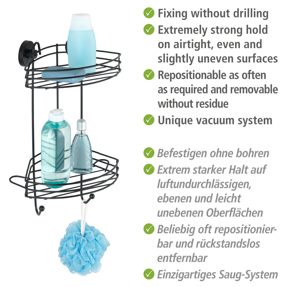 VACUUM-Loc® schwarz Eckregal 2 Etagen