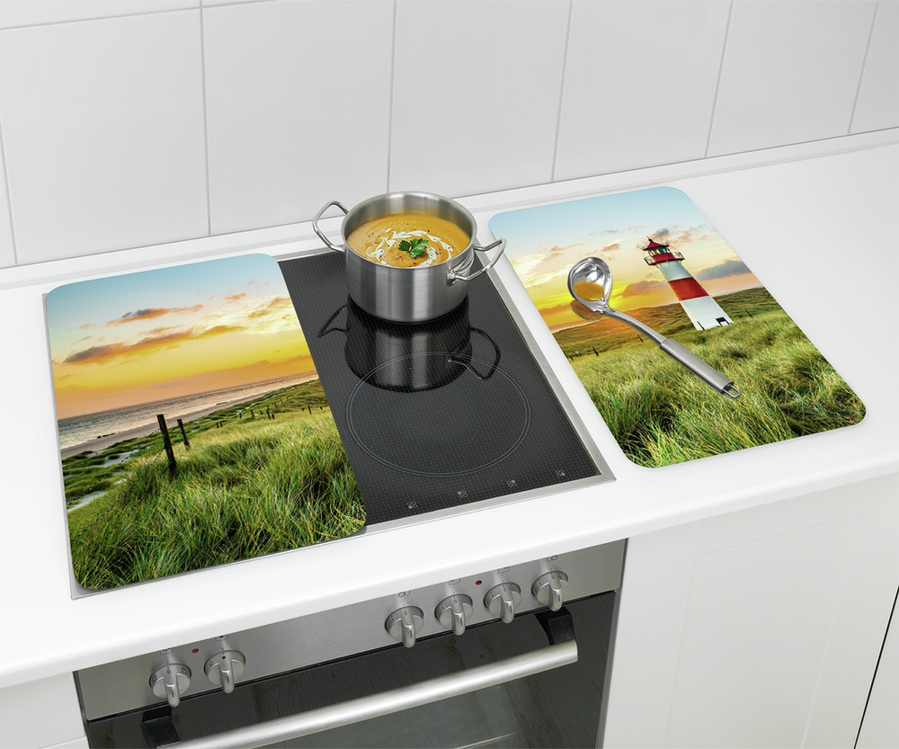 LEUCHTTURM  2er-Set Herdbdeckplatten aus Glas