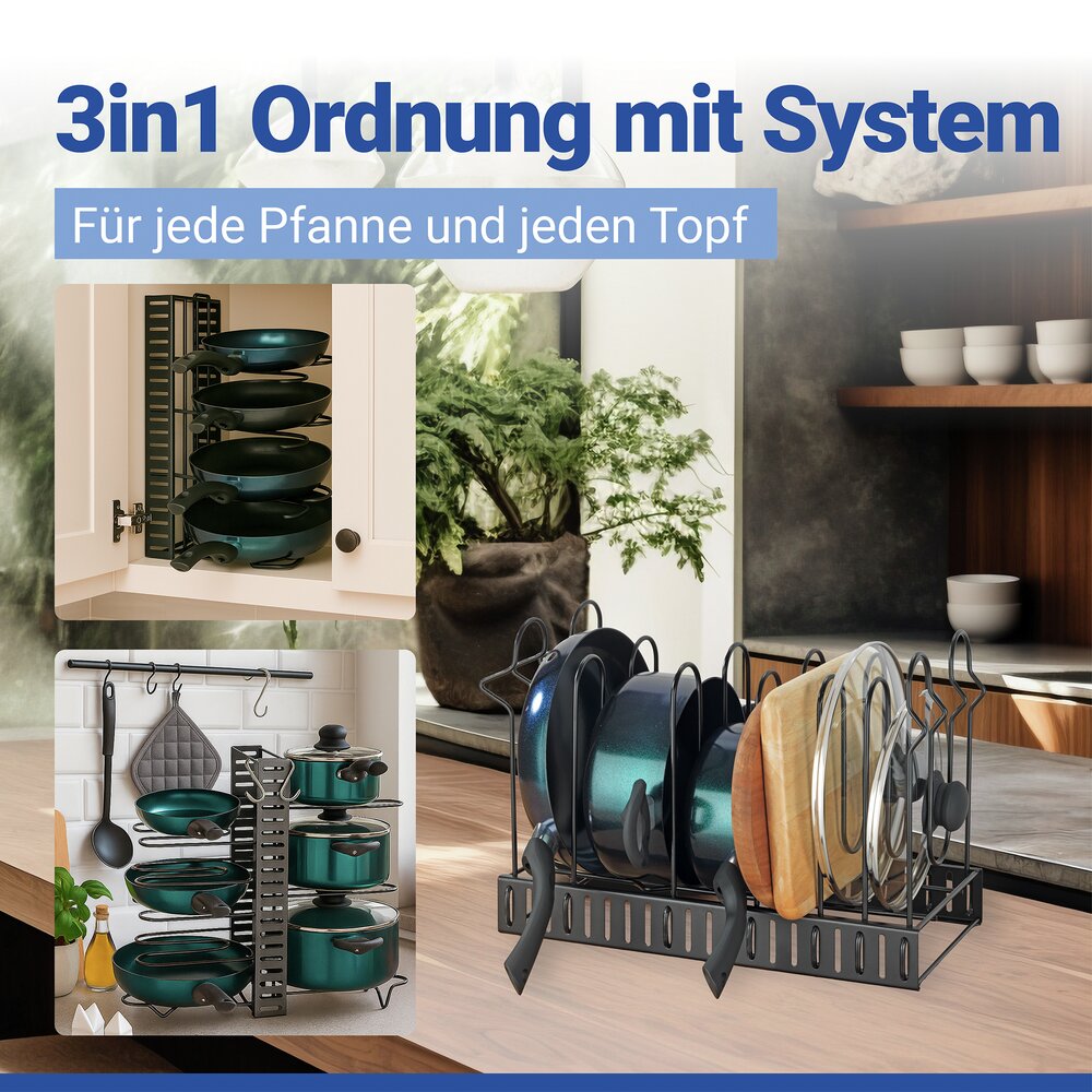 Töpfe-und Pfannenständer 3 in 1