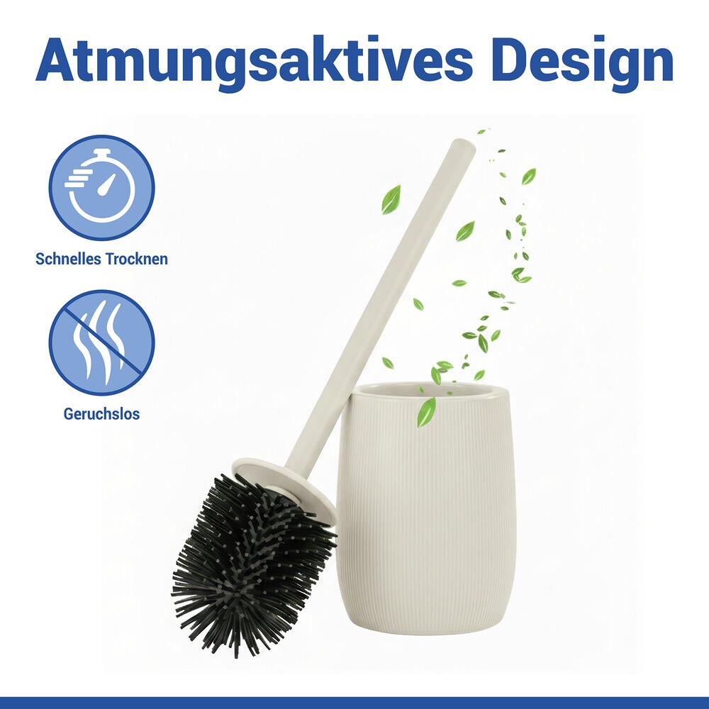FABLO creme WC-Garnitur, Bürstenkopf aus Silikon