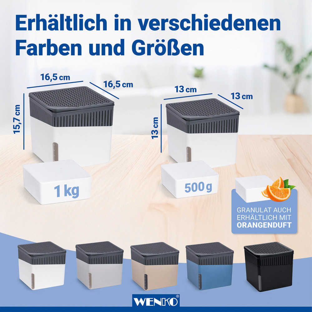 CUBE weiss Entfeuchter + 2x500g Granulat