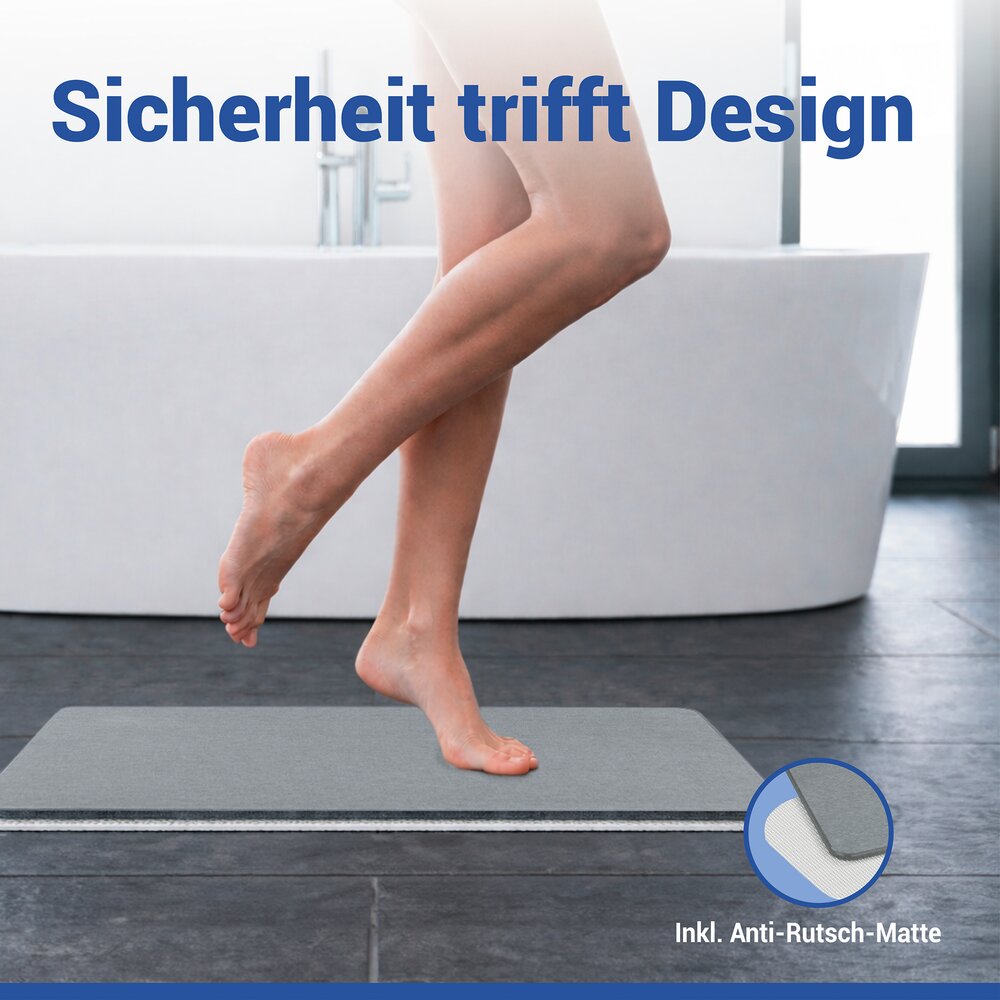 SIMI grau Badematte schnelltrocknend 60x39cm