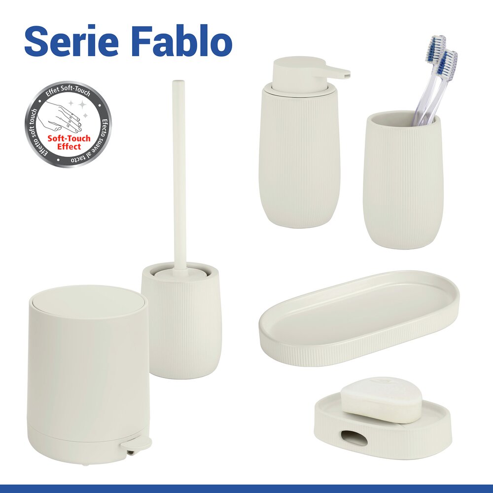 FABLO creme WC-Garnitur, Bürstenkopf aus Silikon