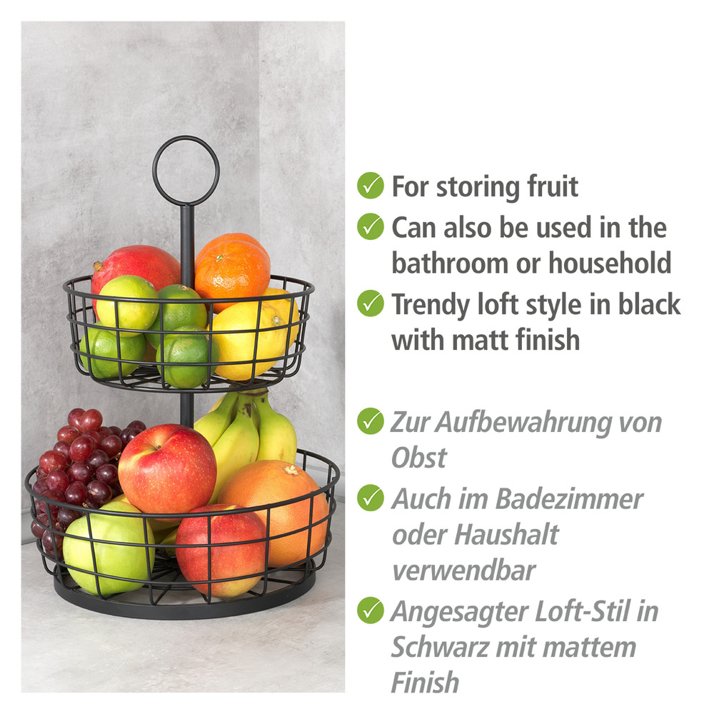ETAGERE mit zwei Drahtkörben aus Eisen ETAGERE mit zwei Drahtkörben aus Eisen