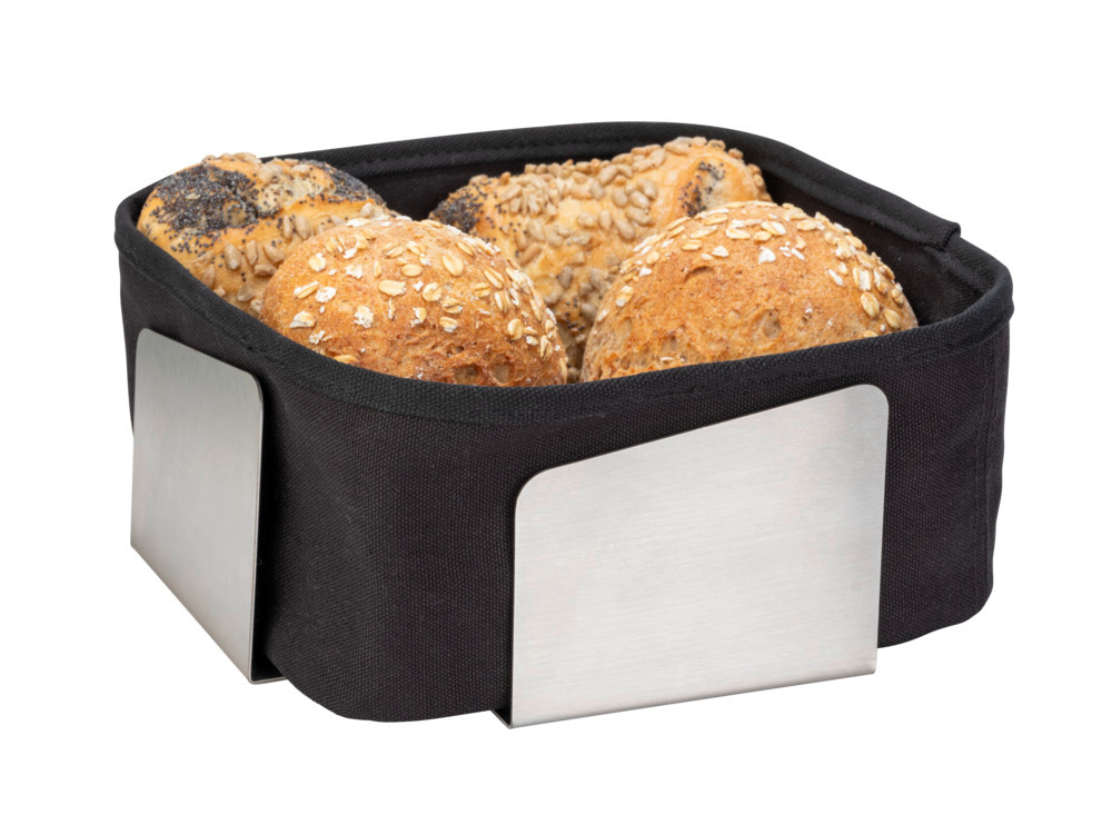 Brotkorb Mod. FLAVIO, schwarz, Edelstahl/Baumwolle, 20x9x20 cm